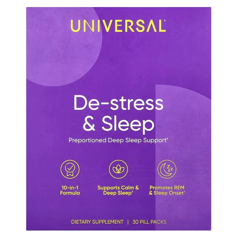 UNIVERSAL DE-STRESS & SLEEP MULTIVITAMIN Ashwagandha & Theanıne & Valerıan Root & Melatonın 30 Pıll Packs