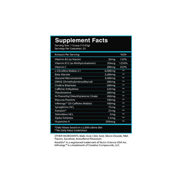 Centurion Labz God Of Rage Pump Preworkout Unchained (Alpha Yohimbine + Huperzine + Dmae