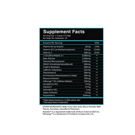 Centurion Labz God Of Rage Pump Preworkout Unchained (Alpha Yohimbine + Huperzine + Dmae