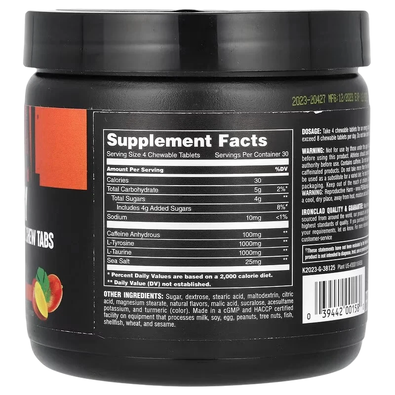 Unıversal Anımal Energy 120 Cheweable Tablets Mango Flavor