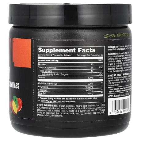 Unıversal Anımal Energy 120 Cheweable Tablets Mango Flavor