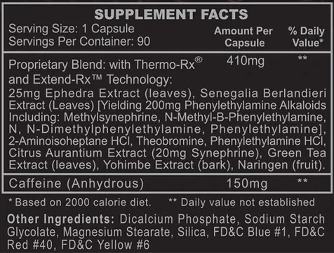 HI-TECH PHARMA BLACK WIDOW EPHEDRA & DMHA 90 Servings