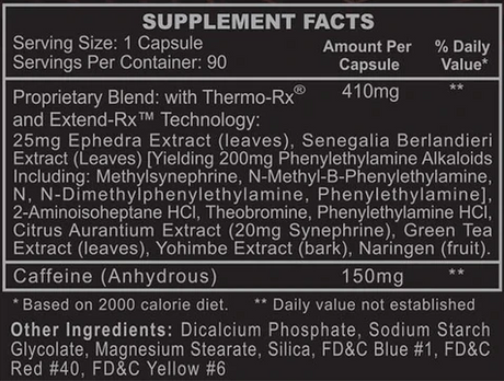 HI-TECH PHARMA BLACK WIDOW EPHEDRA & DMHA 90 Servings